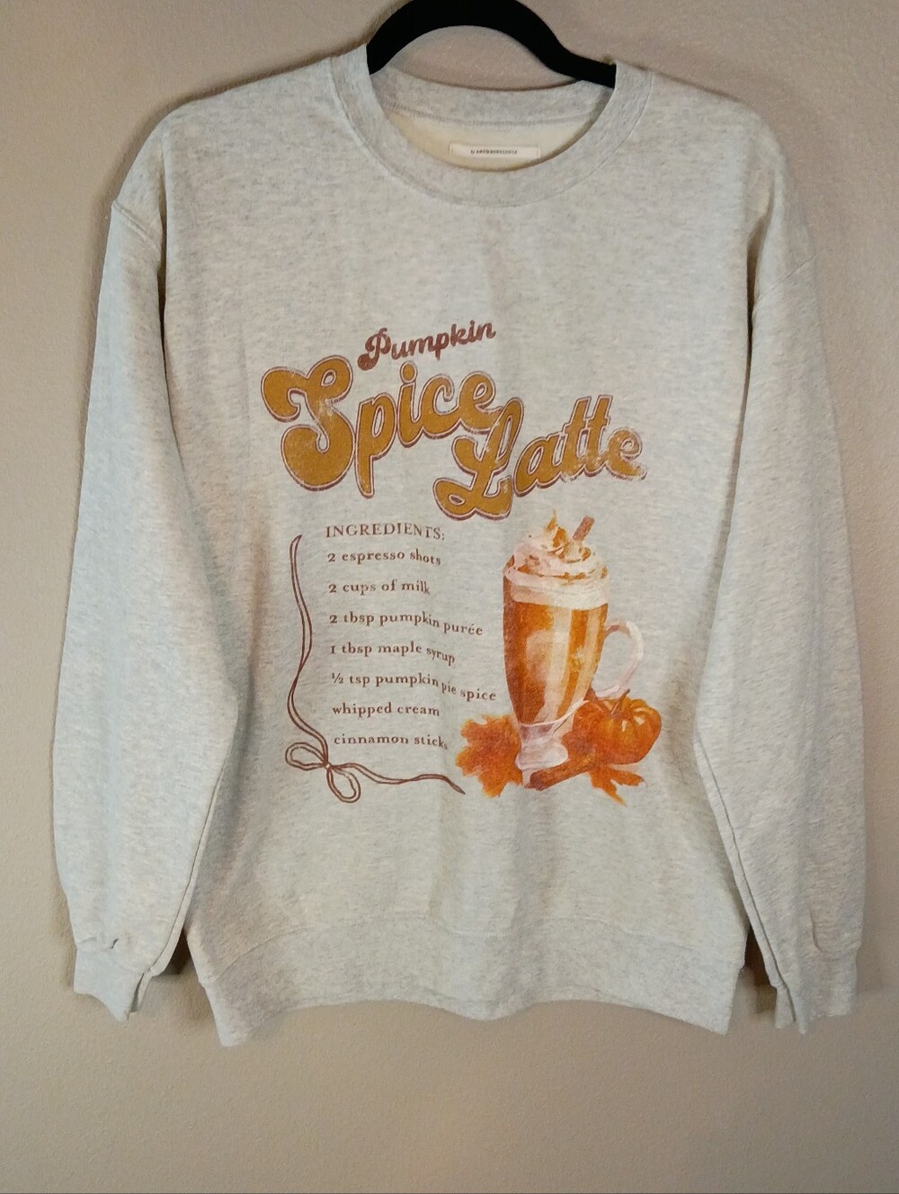 Anthropologie Pumpkin Spice Latte Sweatshirt Graphic Print Relaxed Fit Size XS